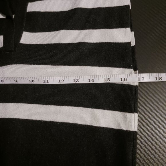 English Factory Squre Style Black & White Stripe Split Neck Collared Knit Top XS - Picture 11 of 12